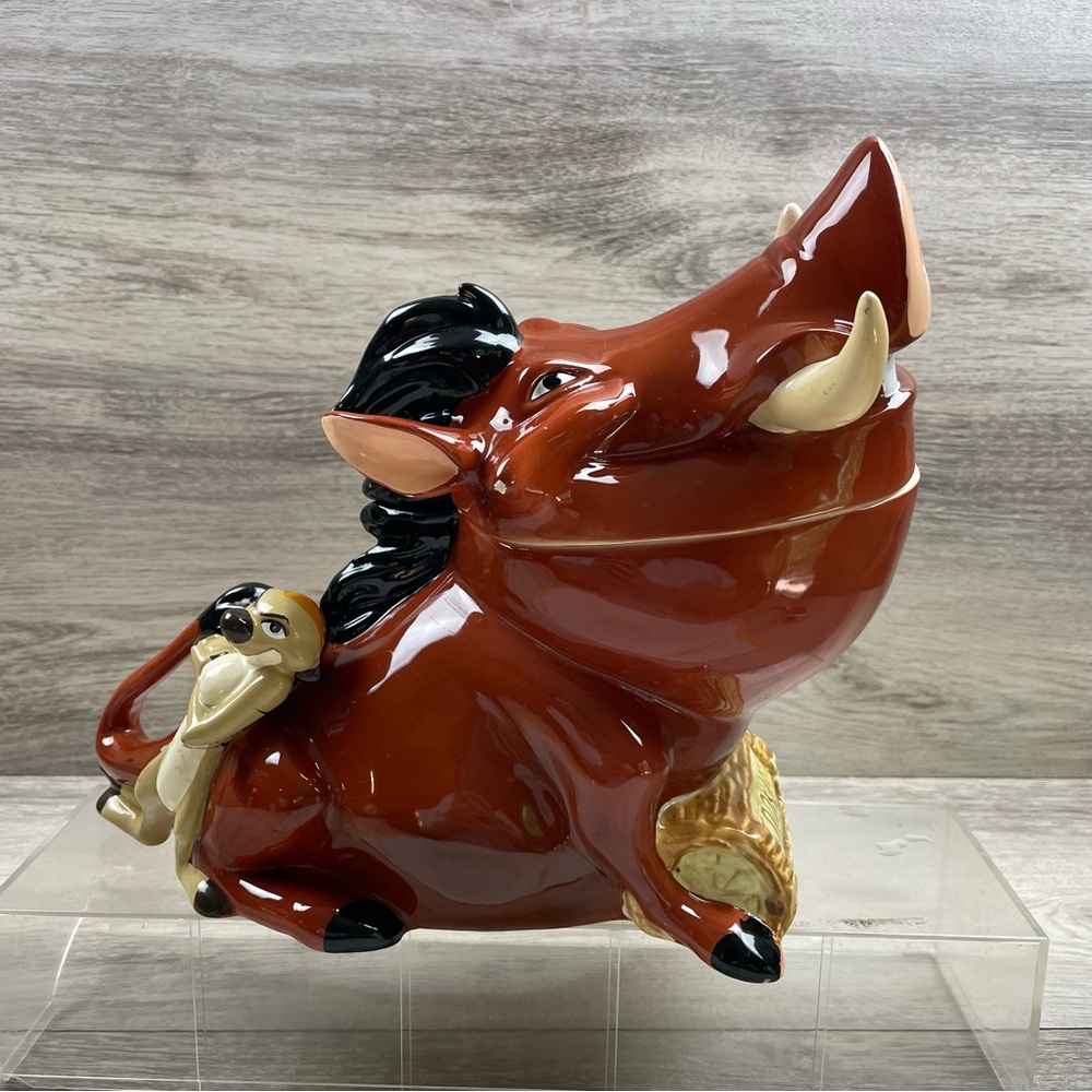 Vintage Disney The Lion King Pumba Timon Schmid 1994 Ceramic Cookie Jar NO MUSIC